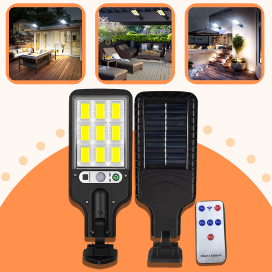 Mini luz solar LED com controlo remoto e sensor de movimento